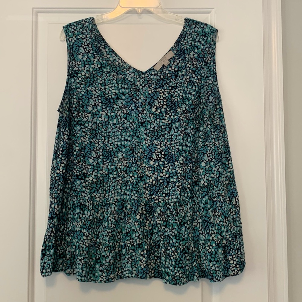 Loft Sleeveless Peplum Floral Blouse